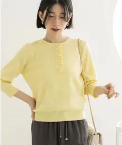 OPAQUE.CLIP 五分袖 フリルヘンリーネックニットのサムネイル