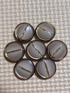 昭和レトロボタン　灰肌色　樹脂ボタン　金色メッキ加工品使用　18mm　7個