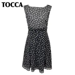 【美品】 TOCCA ノースリーブワンピース 4 ブラック 小花柄 花柄