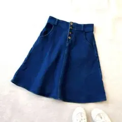 マジェスティックレゴン　デニムスカート　台形スカート　ストレッチ　膝丈