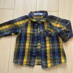 familiar 80 チェック長袖　綿100%