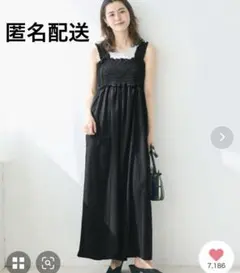 COCA オールインワン レディースサロペット ワイドパンツ　シャーリングフリル