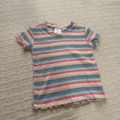 ストライプ柄リブ編みTシャツ