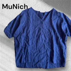 ミューニック MuNich リネン100%後ろボタンゆったりプルオーバー 