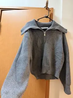 ZARA ハーフジップ ニット グレー Mサイズ