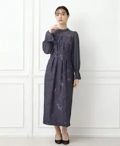 AIMER　シフォン×ジャカード風レースタイトパーティードレス　結婚式　お呼ばれ