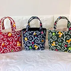 ミニトートバッグ　３個組 唐草柴犬