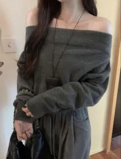 SHINE オフショルダー ルーズニットセーター