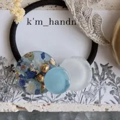 ✾ ヘアゴム ✾ドライフラワー レジン ハンドメイド ブルー系 - メルカリ