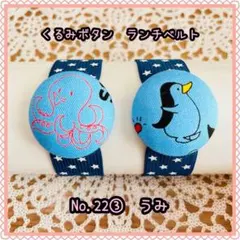 【くるみボタン　ランチベルト】No. 22③ うみ