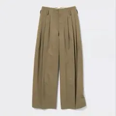 【美品】タックワイドパンツ　34 BROWN ユニセックス　S GU