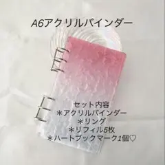 アクリルバインダー♡水流模様 A6韓国 バインダー貯金 savingピンク