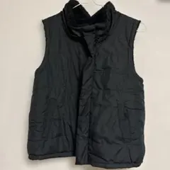 黒 ベストジャケット ボア 裏起毛 ジップアップ S相当