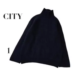 シティ タートルネックニット ウール/モヘア混 ネイビー 1 上質　日本製　冬
