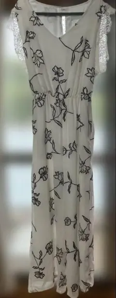 花柄レース袖ロングワンピース