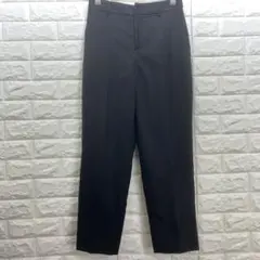 美品 コムサ 高級キュプラ裏地 ウール スラックス 黒 9号 M ウエストゴム