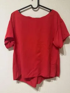 GLOBAL WORK 半袖ブラウス レッド Mサイズ