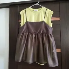 美品☆OPEQUE.CLIP☆秋色☆ギャザー入りキャミソール 茶色