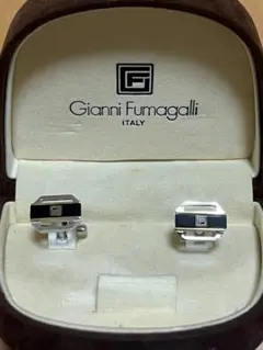 GIANNI FUMAGALLI カフスボタン 2個セット シルバー ブラック