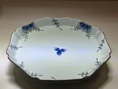 希少品】有田焼 与山窯 葦田叢与山 大皿 飾り皿 オシャレ 手描き 印