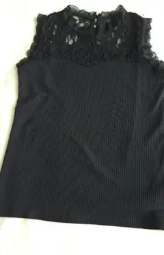 【INGNI イング】レース切替 リブトップス ノースリーブ 黒 Mのサムネイル