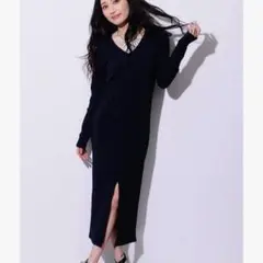 エゴイスト　ロング　ワンピース　スリット　Ｖネック　リエンダ　ジェイダ スライ