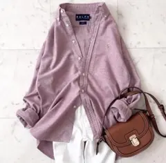 美品♪ラルフローレン　コットン　シャツ　ポニー刺繍　ボタンダウン　長袖　M