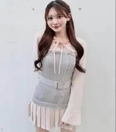 nomae ノマエ シャツドッキングプリーツワンピース グレー