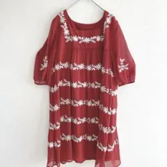 ♡OTTO♡シアー刺繍チュニックワンピース　Ｌのサムネイル