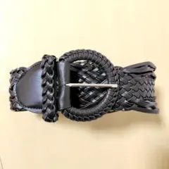 編み込みデザイン合皮ベルト