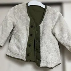 女の子　リバーシブルボアアウター 90cm カーキのサムネイル
