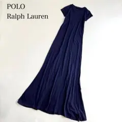 ポロラルフローレン　半袖マキシフレアワンピース　ネイビー　XSサイズ　綿　薄手