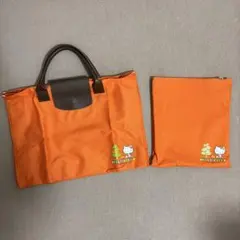 ハローキティ オレンジ トートバッグ 収納ポーチ セット　レトロのサムネイル