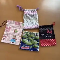 ハンドメイドなど　巾着袋 4点セット まとめ売り