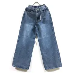 新品 ワイド デニム パンツ レディース ブルー S