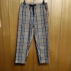 【LAKOLE】チェック柄 イージーパンツ ベージュ系