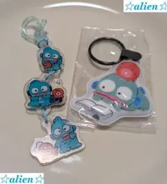 〒【ハンギョドン☆押すと光るキーホルダーと3連アクリルキーホルダー】2個セット♪