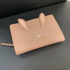 【美品】ケイトスペード　うさぎモチーフ 二つ折り財布 レザー パスケース付き