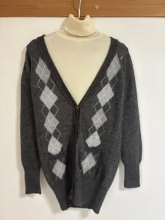ZARA アーガイル柄　ポケット付きカーディガン