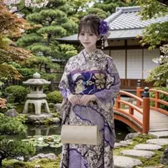振袖 きものやまと誂製 正絹 豪華花模様 牡丹 桜 菊 紫色 成人式 卒業 