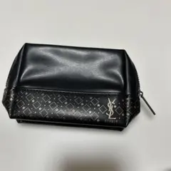 イヴサンローラン／ゴールドブラックレザーコスメポーチ　ノベルティ　YSLのサムネイル