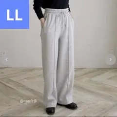 新品 しまむら 陽さん 裏起毛 ピンタック ワイドパンツ LLサイズ グレー