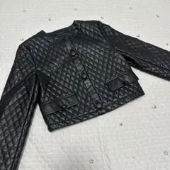 ZARA Zara ブラックキルティングクロップドジャケット　XS