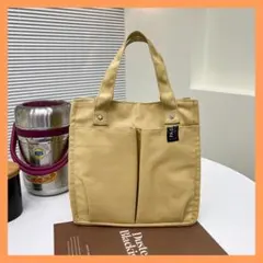 キャンバス　トートバッグ　ベージュ　黄　レディース　メンズ　ミニバッグ　帆布