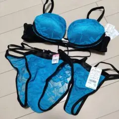 エメフィール　ターコイズブルー レース　３点セット