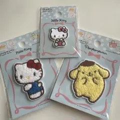 ハローキティ ポムポムプリン パイルワッペンシール　ハローキティワッペンシール
