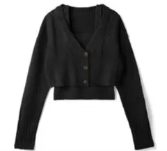 クロップド丈カーディガンXキャミソールニットアンサンブル　カーディガン　ニット