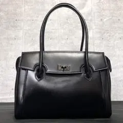 【美品】HAMANO 濱野皮革工藝 ジュリエッタ 黒 カーフレザー ハンドバッグ