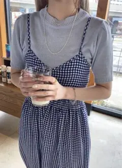 チェックキャミワンピース