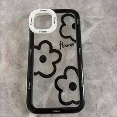 花柄 iPhone14ケース クリア/ブラック